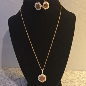 Elegant Gold and Brown Floral Jewelry Set